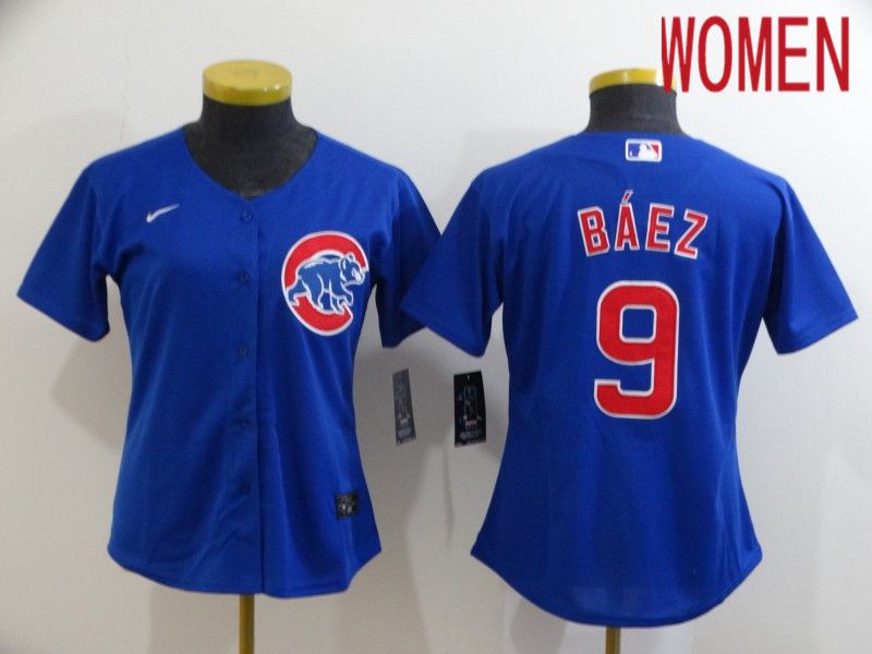 Women Chicago Cubs #9 Baez Blue Game Nike MLB Jerseys->new york yankees->MLB Jersey